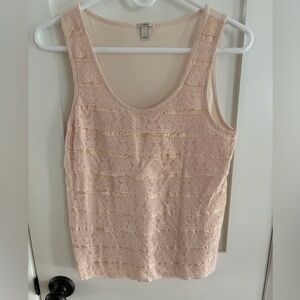 J. Crew Lace Tank Top - Soft Pink